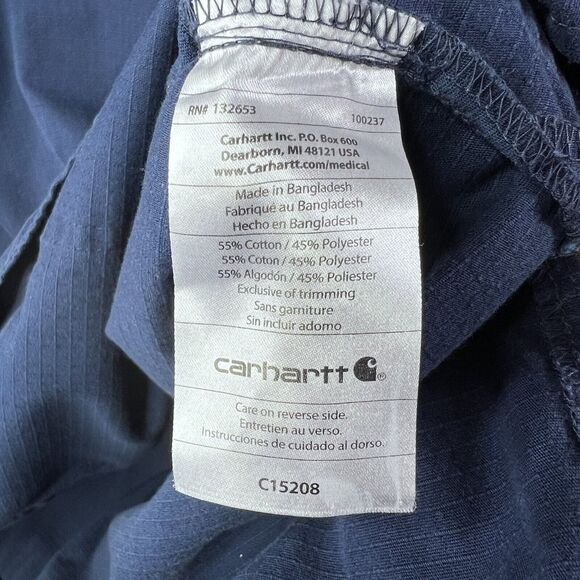 Carhartt Scrub Shirt Mens Large Black Ripstop Pockets Short Sleeve Medical - Picture 9 of 9